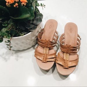 Ugg Brown Strap Wedge Sandals